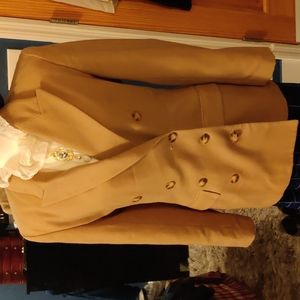 Ann Taylor Loft Double-Breasted Wool Camel Blazer Size 10